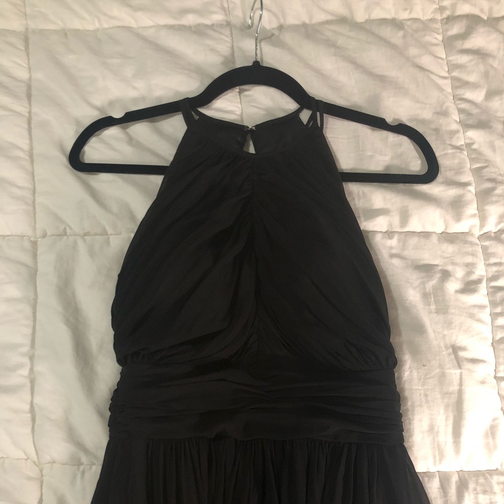 Dressy Black Lux Chiffon bridesmaid dress